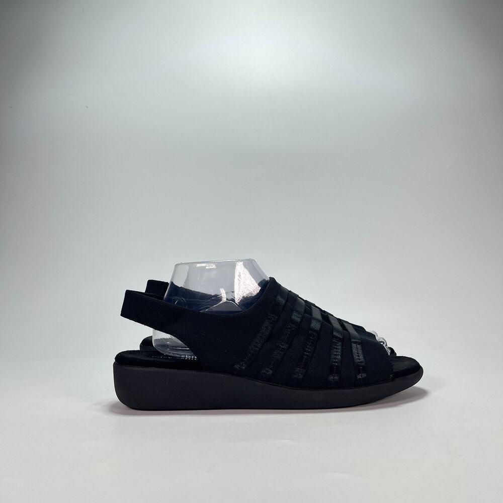 Easy Spirit Black Comfortable Casual Open Toe Wedge Sandals Women's Size 9.5WW